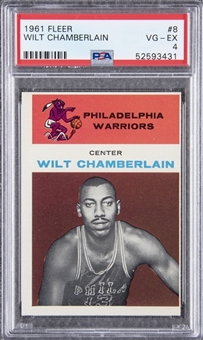 1961-62 Fleer #8 Wilt Chamberlain Rookie Card – PSA VG-EX 4